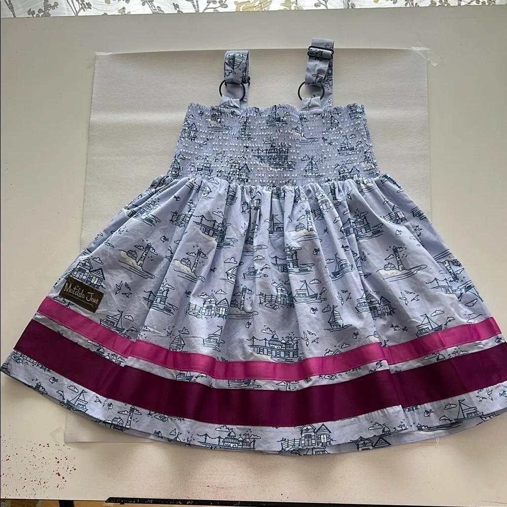 Matilda Jane It’s a Wonderful Parade Sailboat Smocked Sundress Size 4
